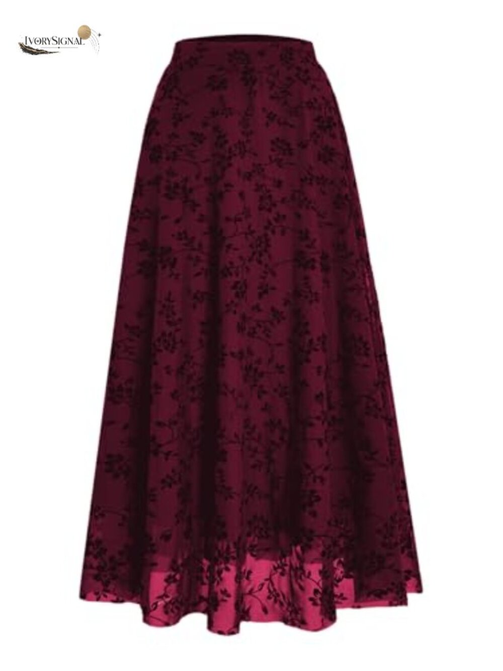 Verdusa Y2K Boho Floral Ruffle Mesh High Waist Maxi Skirt Women's